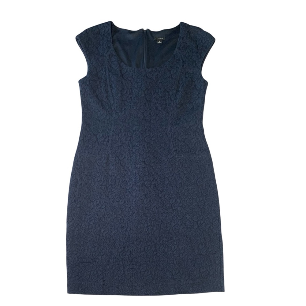 ANN TAYLOR Navy Blue Lace Overlay Dress Sz 10